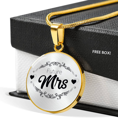 Image of Future Mrs wife husband love Gold Plated Circle Pendant snake chain - mommyfanatic