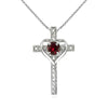 Heart Pendant Necklace Sterling Silver Topaz Cross