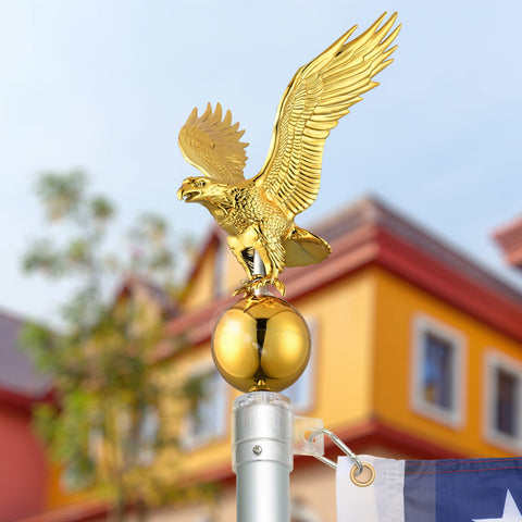 Image of 14" Flagpole Eagle Topper Gold Finial Ornament Telescopic 20/25/30 Ft