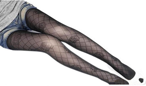 Image of Ultra Sheer Stockings With Designs Black