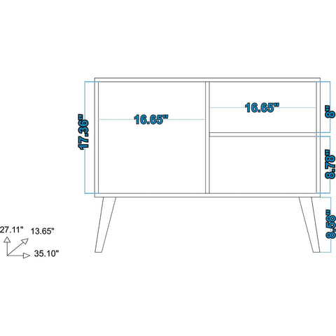 Image of Manhattan Comfort Side Table W/3 Storage Shelves & Drawer Living Room
