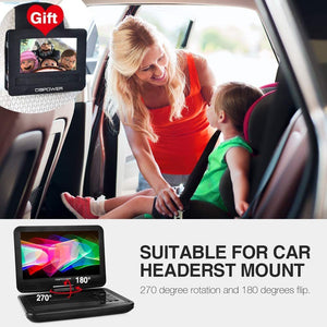 12" Portable DVD Player For Kids 10" Swivel Screen Rechargeable Black - mommyfanatic