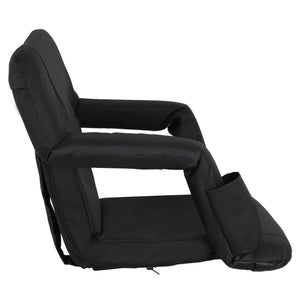 2 PCS Black bleacher seat cushion thick padded backs reclining arms - mommyfanatic