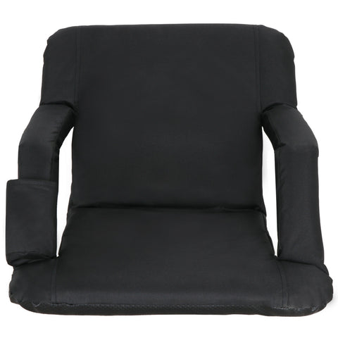 Image of 2 PCS Black bleacher seat cushion thick padded backs reclining arms - mommyfanatic