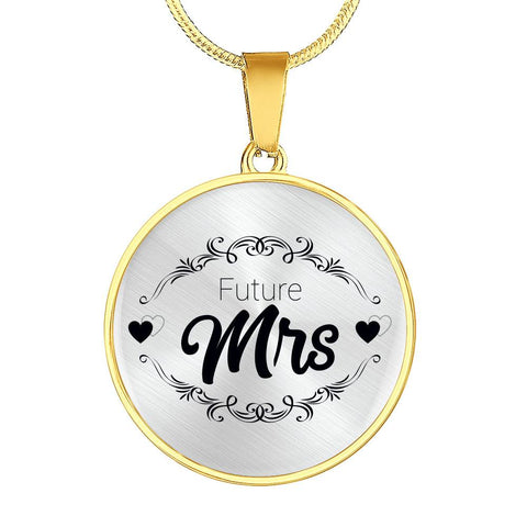 Image of Future Mrs wife husband love Gold Plated Circle Pendant snake chain - mommyfanatic
