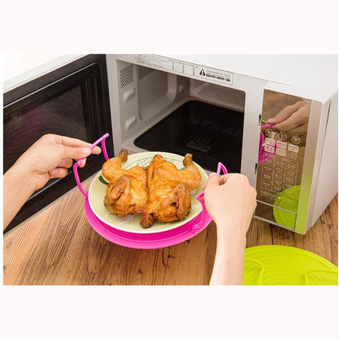 Image of Multifunctional plastic microwave oven cooking shelf rack stand - mommyfanatic