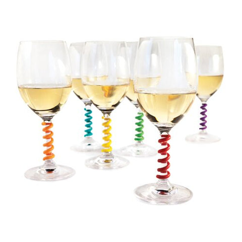 Image of Unique silicone cute  classy wine glass stem spring charms - set of 6 - mommyfanatic