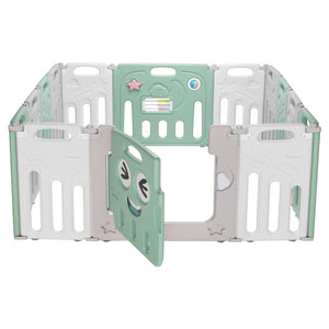 14 Panel Foldable Baby Playpen Portable With Gate Indoor Outdoor