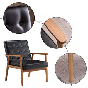 Wooden Armchair Comfy Mid-Century Black - mommyfanatic