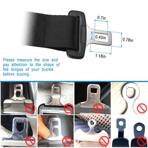 Image of 2Pcs Car Seat Belt Extender 14.37in Buckle Tongue Webbing Extension