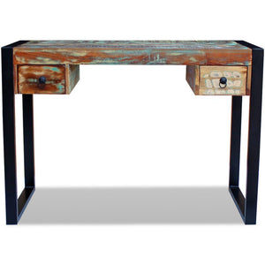 Solid Reclaimed Wood Desk Study Table With Drawers Multi-Color