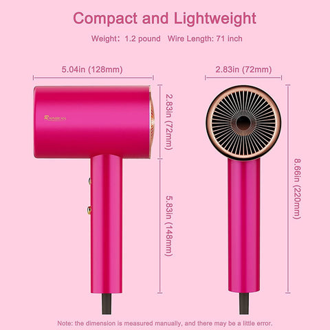 Image of Professional Hair Blow Dryer Water Ionic Fast Drying Salon Home Pink