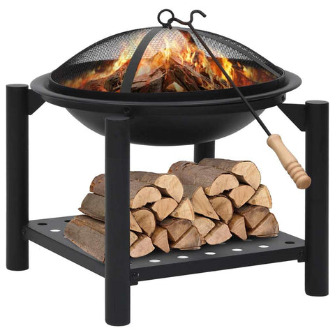 Image of backyard fire pit with poker