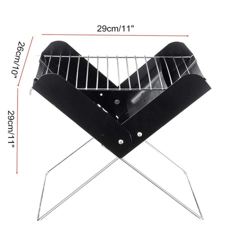 Image of BBQ Grill Folding Stainless Steel Portable Small Barbecue Grill Tool BBQ Outdoor Camping Charcoal Furnace BBQ Grills Accessories