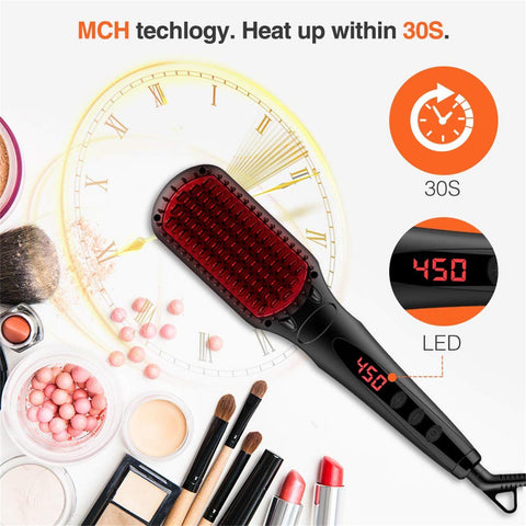 Image of 2-in-1 Ionic Enhanced Hair Straightener Brush For Women 2022 - mommyfanatic