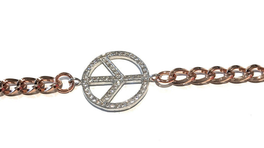 Karma Bracelet; Peace Sign Bracelet; Peace Bracelet; Symbolic Bracelet; Symbolic Jewelry; Peace Sign Gift; Pave Bracelet; Rose Gold Bracelet