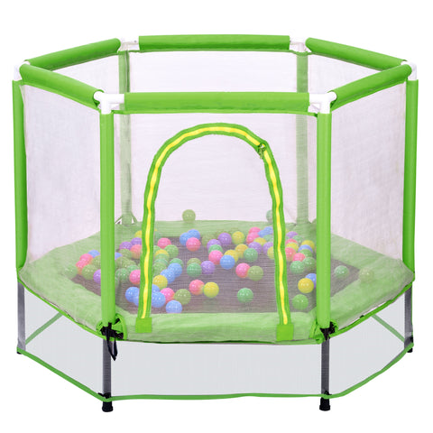 Image of 55" Toddlers Mini Trampoline W/Net Indoor Outdoor Safety Net & Balls