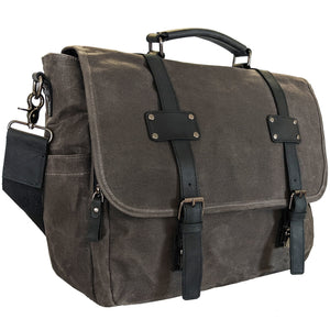 Canvas Messenger Bag For Men Laptop Case Satchel Organizer Brown