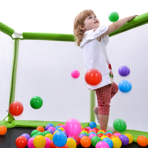 55" Toddlers Mini Trampoline W/Net Indoor Outdoor Safety Net & Balls