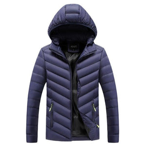 Mens Black Hooded Puffer Jacket Lightweight With Zipper