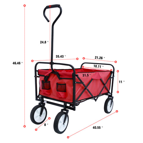 Image of Large Collapsible Wagon Foldable Beach Trolley Heavy Duty Outdoor Cart