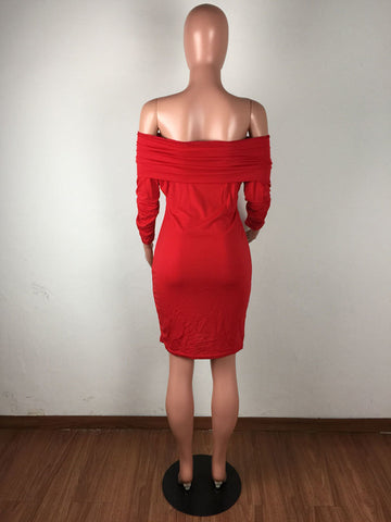Image of Red Midi Dress Wedding Party Formal Casual With Sleeves - mommyfanatic