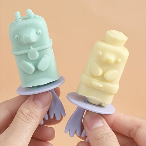 Image of 1pc Silicone Ice Tray Mold Household Homemade Popsicle Ice Cream Mold Cartoon Ice Cube Removable And Washable Ice Mold