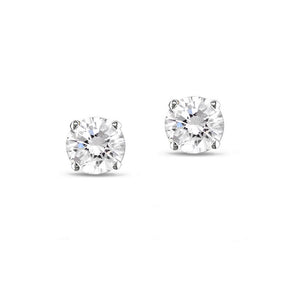 Sterling Silver 2ct Created White Sapphire Round Stud Earrings 6mm