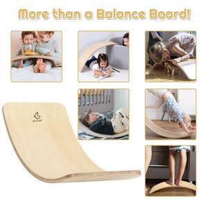 Wooden Wobble Board Kids Toddler Adults Exercise 660 Pounds Capacity