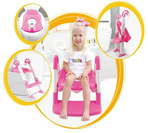 Image of Kid's 3 in 1 Potty Training Toilet Seat with Adjustable Ladder Pink