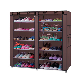 6-Tier Fabric Shoe Rack 2-Line 12 Lattices Non-Woven Storage Closet - mommyfanatic