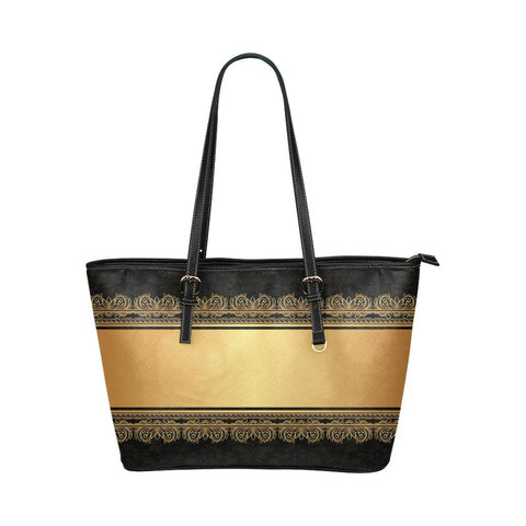 Women Leather Tote Bag Black And Gold
