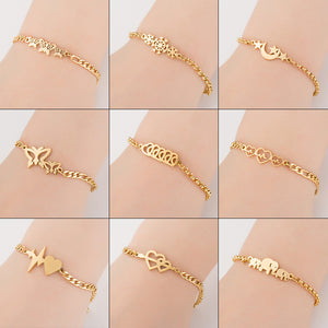 ins Charm Bracelets Bangle Bracelets Jewelry lady stainless steel butterfly bracelet Christmas snow animal elephant heart heartbeat moon star bracelet