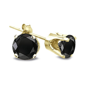 1/2 Ct Gold Stud Earrings For Women Black Diamond 14K Yellow Gold