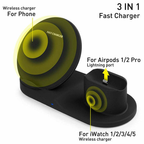 Image of Multi Purpose 3 in 1 Wireless Fast charging Dock Ear Pods Samsung iPhone - mommyfanatic