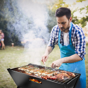 Small Foldable Barbecue Grill Portable Charcoal Kabob Outdoor Camping Black - mommyfanatic