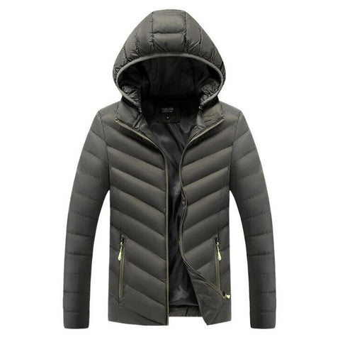 Image of Mens Black Hooded Puffer Jacket Lightweight With Zipper