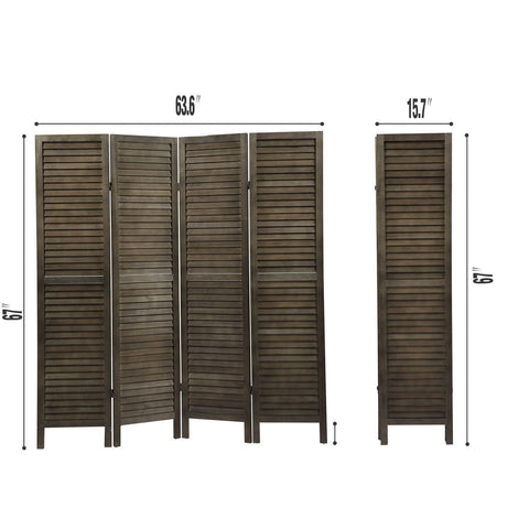 Image of Sycamore Wood 4 Panel Folding Room Divider Partition - Light Burnt - mommyfanatic
