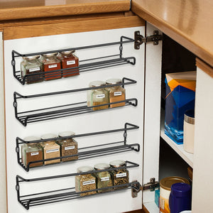 4Pcs Wall Mount Spice Racks Organizer Storage Shelf Kitchen Cabinet