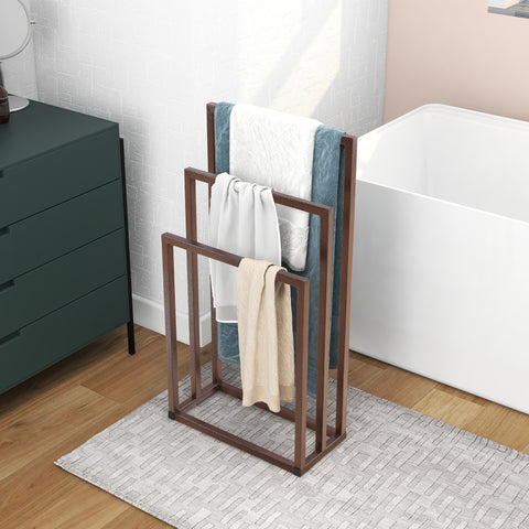 Image of Metal Freestanding Bathroom Towel Holder 3 Tier Storage Rack Black