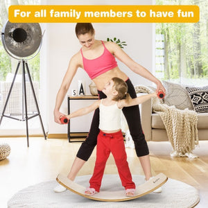Wooden Wobble Board Kids Toddler Adults Exercise 660 Pounds Capacity