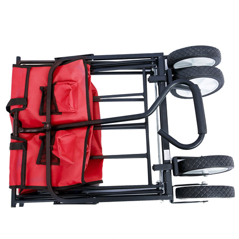 Image of Large Collapsible Wagon Foldable Beach Trolley Heavy Duty Outdoor Cart