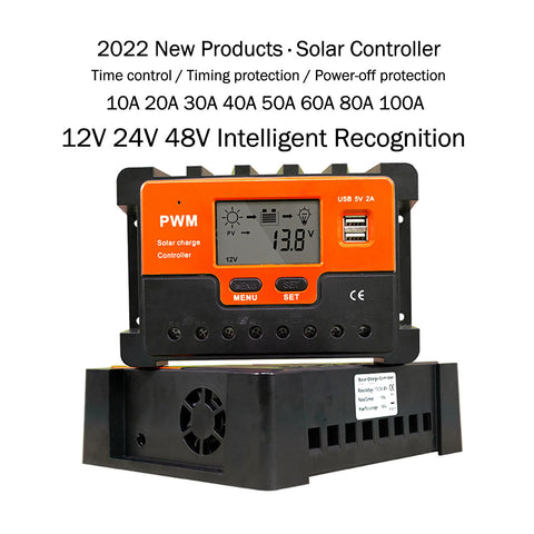 10A/20A/30A/40A/50A/60A/80A/100A PWM Solar Charge Controller 12V/24V/48V Battery Equalizer Charger Solar Controll Regulator