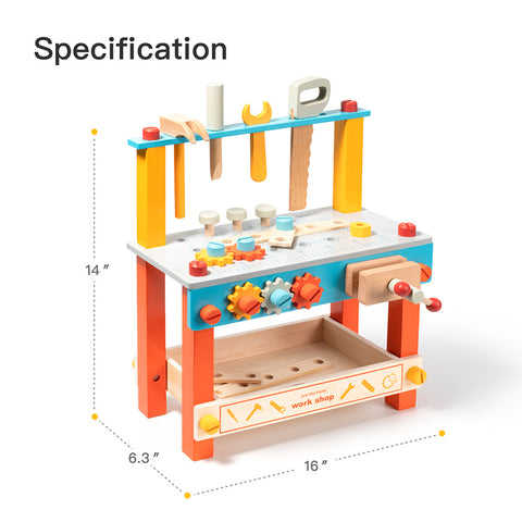 Image of Wooden Toy Tool Bench 2 & 1 Year Girls Boys Little Tikes Gift 2021 - mommyfanatic