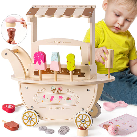 Image of Little Tikes Icecream Cart Wooden Toy Gift For Boys & Girls