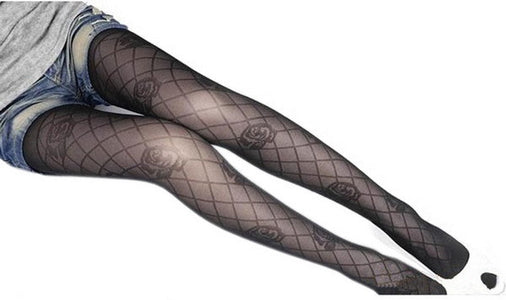 Ultra Sheer Stockings With Designs Black