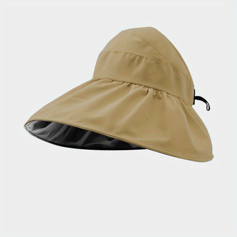 Image of Wide Brim Sun Visor Foldable Picnic Hat Beach UV Protection Scallop Cap For Outdoor; Women's Hat & Caps