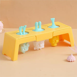 1pc Silicone Ice Tray Mold Household Homemade Popsicle Ice Cream Mold Cartoon Ice Cube Removable And Washable Ice Mold