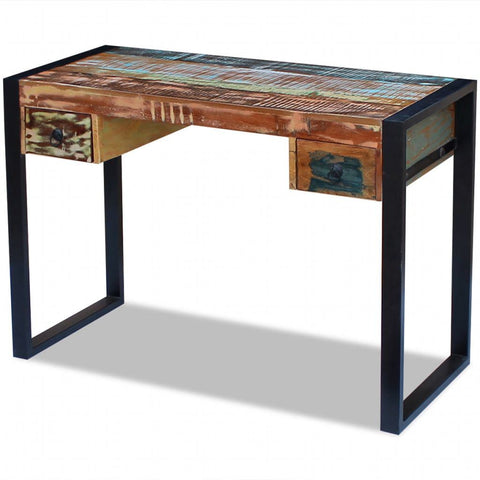 Image of Solid Reclaimed Wood Desk Study Table With Drawers Multi-Color