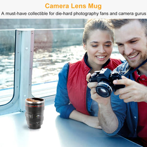 Black Camera Lens Coffee Mug Cup Food-Grade Stainless Steel Travel